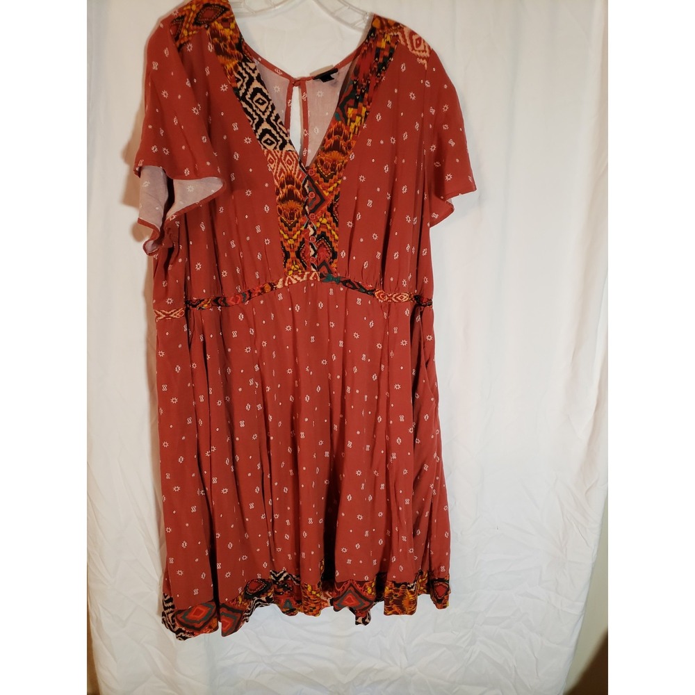 Women's Torrid Rust Floral Short Sleeve Boho Dress Size 3